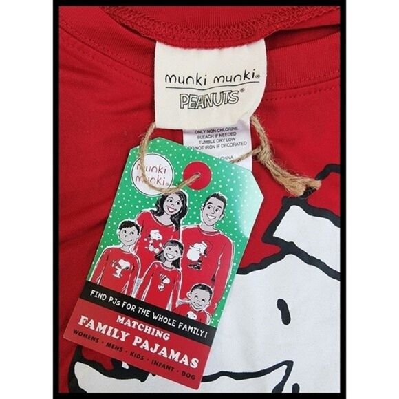 NWT Munki Munki Peanuts Snoopy Santa Graphic Sleep Shirt Red Unisex Men's Medium - Picture 3 of 6